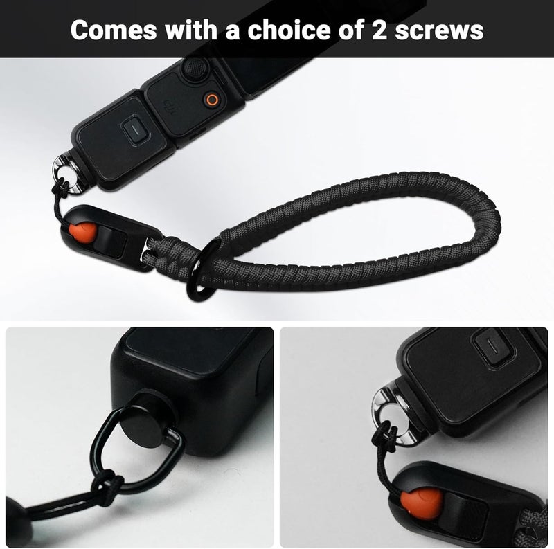 CYNOVA DJI Osmo Pocket 3 Accessories, Adjustable Nylon Hand Wrist Straps Lanyard with a 1/4" Screw, For Insta360 Selfie Stick, Go pro/Xtra Muse, Nikon Canon Sony Samsung Dslr Cameras, black - Image 4